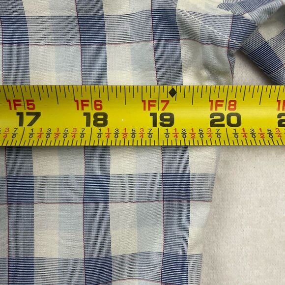 Untuckit  Men’s Long Sleeve Button Up Blue White Windowpane Plaid- M - Picture 6 of 9